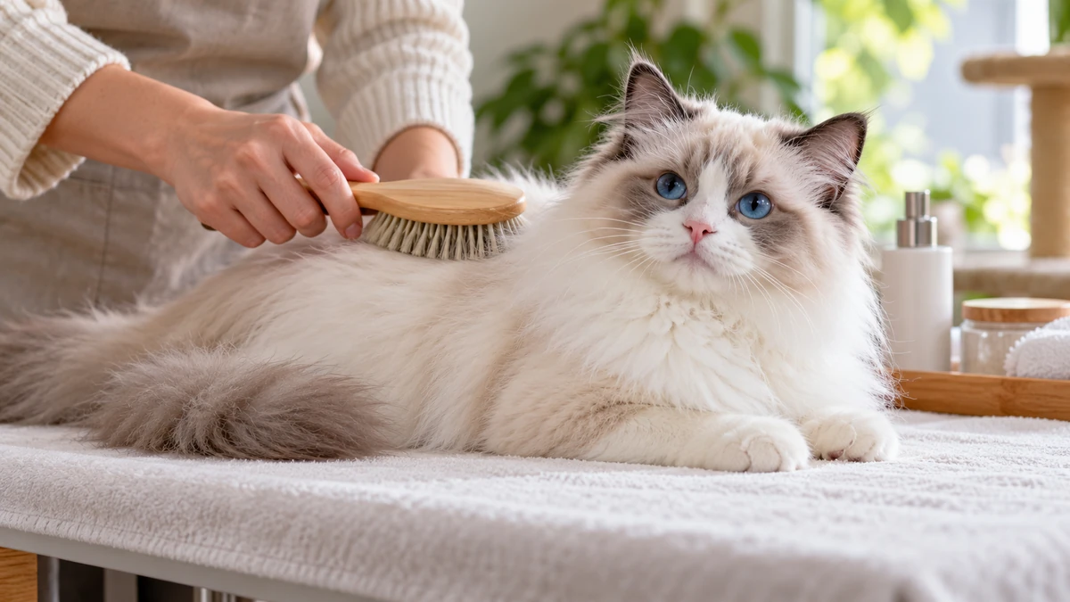 Ragdoll Kedisi yavru kedi — tüy bakımı ve fırçalama