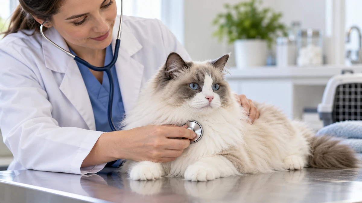 Ragdoll Kedisi kedi — veteriner kontrolü